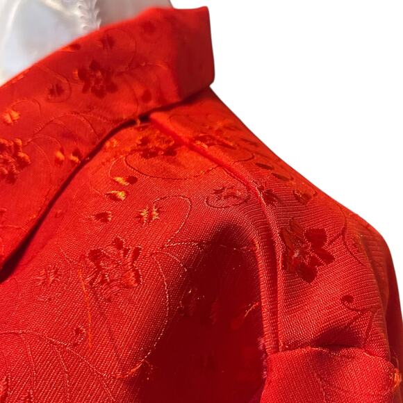 Vintage Panhandle Slim Red Satin Embroidered Floral Ruffle Shirt Womens Sz Large - Picture 10 of 16